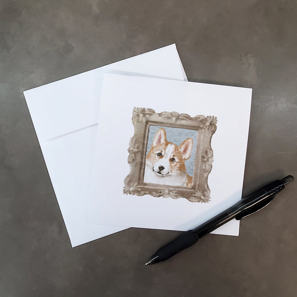 Corgi Red White Side View Pretty as a Picture Square Greeting Cards and Envelopes Pack of 8 Blank Cards with Envelopes Blank Thank You Note Greeting Cards Stationery