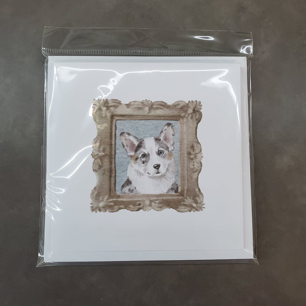 Corgi Merle Front View Pretty as a Picture Square Greeting Cards and Envelopes Pack of 8 Blank Cards with Envelopes Blank Thank You Note Greeting Cards Stationery