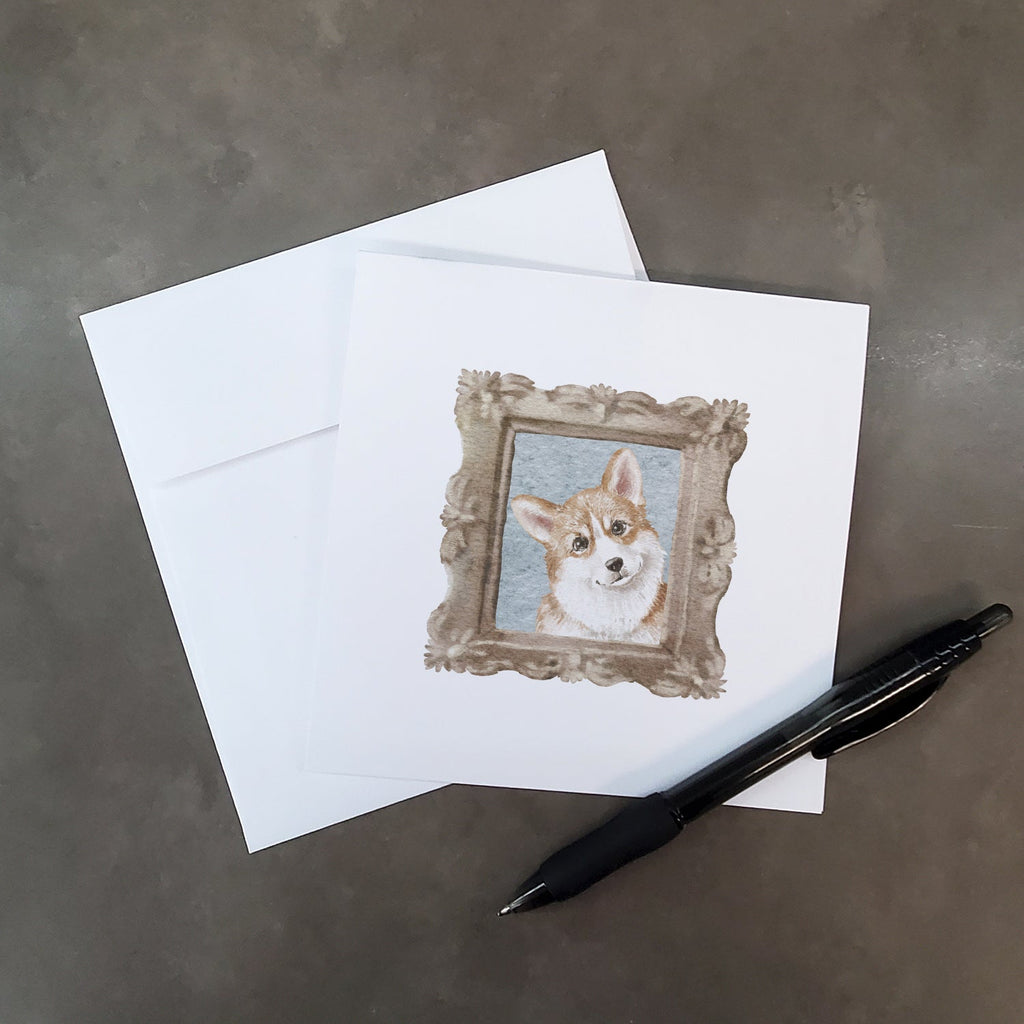 Corgi Red White Tilted Head Pretty as a Picture Square Greeting Cards and Envelopes Pack of 8 Blank Cards with Envelopes Blank Thank You Note Greeting Cards Stationery