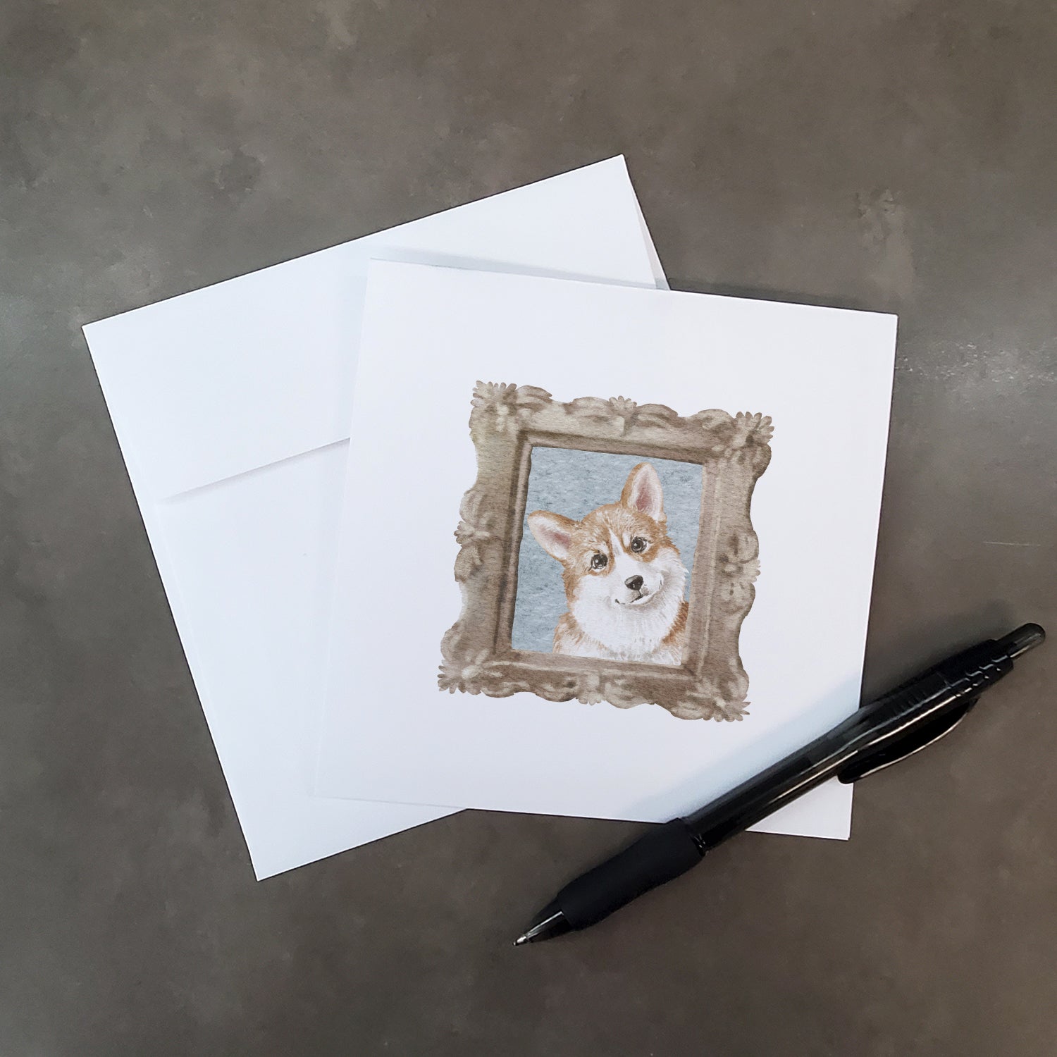 Corgi Red White Tilted Head Pretty as a Picture Square Greeting Cards and Envelopes Pack of 8 Blank Cards with Envelopes Blank Thank You Note Greeting Cards Stationery