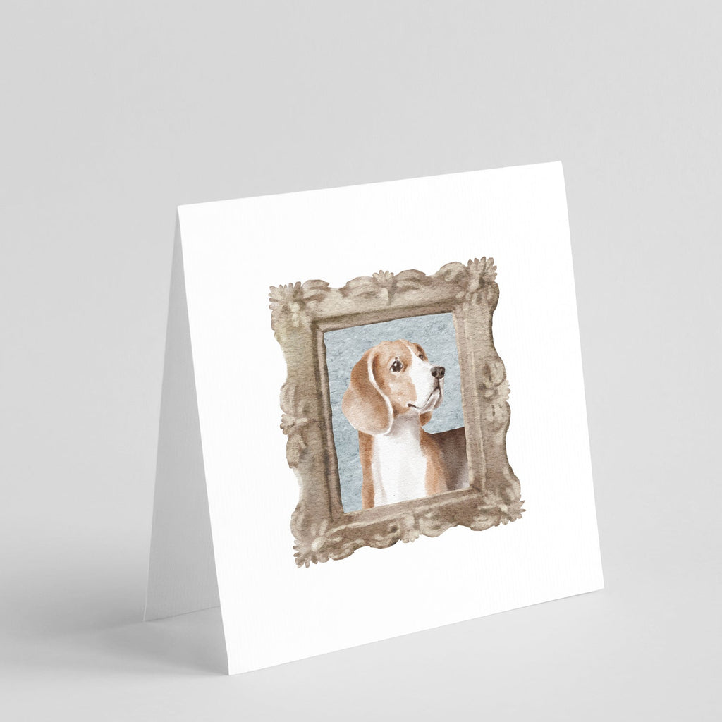 Beagle Tricolor Side View 2 Pretty as a Picture Square Greeting Cards and Envelopes Pack of 8 Blank Cards with Envelopes Blank Thank You Note Greeting Cards Stationery