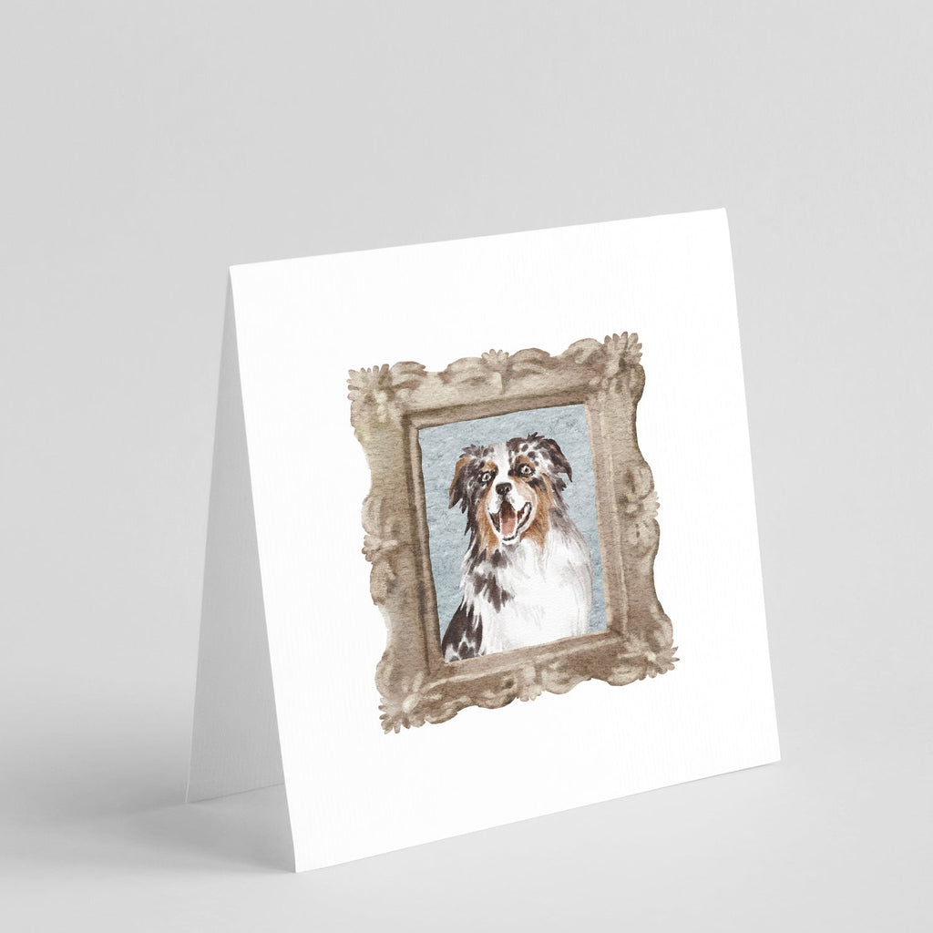 Australian Shepherd Merle Smile Pretty as a Picture Square Greeting Cards and Envelopes Pack of 8 Blank Cards with Envelopes Blank Thank You Note Greeting Cards Stationery