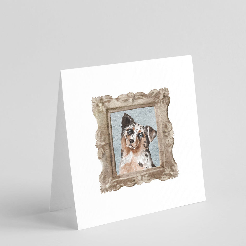 Australian Shepherd Merle Puppy Pretty as a Picture Square Greeting Cards and Envelopes Pack of 8 Blank Cards with Envelopes Blank Thank You Note Greeting Cards Stationery