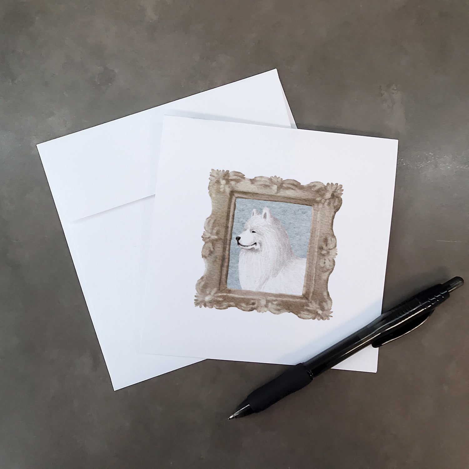 Samoyed Side View Pretty as a Picture Square Greeting Cards and Envelopes Pack of 8 Blank Cards with Envelopes Blank Thank You Note Greeting Cards Stationery