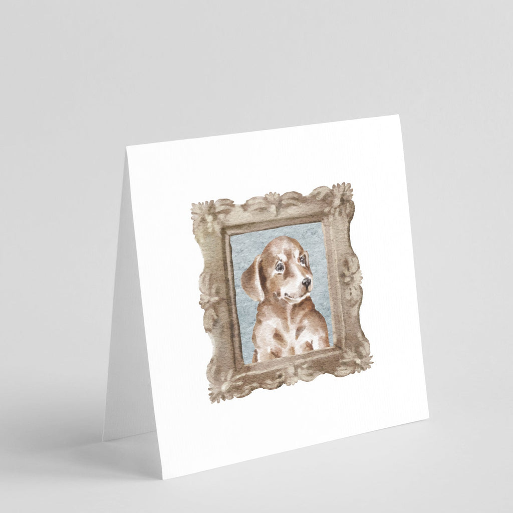 Dachsund Shorthaired Chocolate Puppy Side View Pretty as a Picture Square Greeting Cards and Envelopes Pack of 8 Blank Cards with Envelopes Blank Thank You Note Greeting Cards Stationery