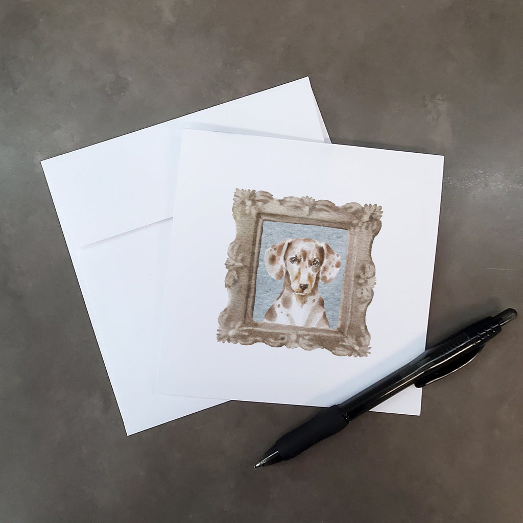 Dachsund Shorthaired Merle Front View Pretty as a Picture Square Greeting Cards and Envelopes Pack of 8 Blank Cards with Envelopes Blank Thank You Note Greeting Cards Stationery