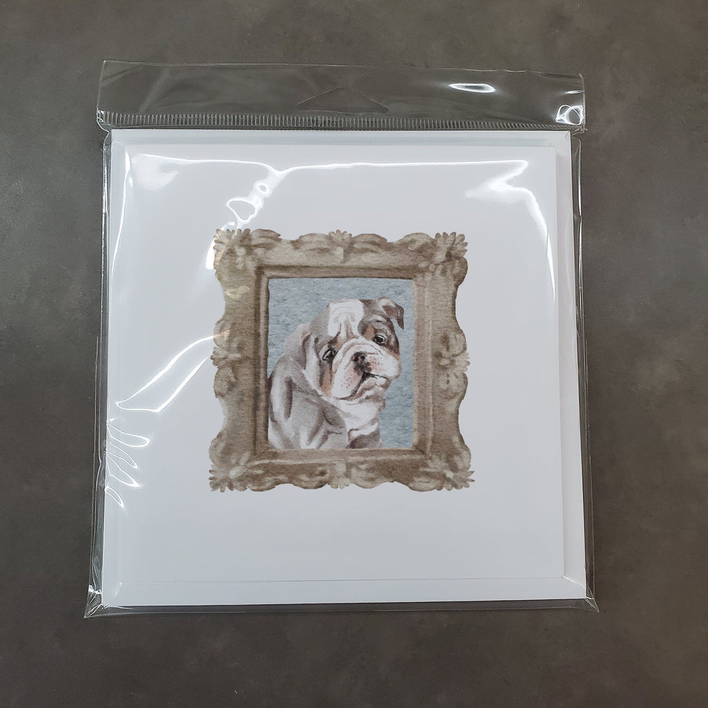English Bulldog Tricolor Bulldog Puppy Pretty as a Picture Square Greeting Cards and Envelopes Pack of 8 Blank Cards with Envelopes Blank Thank You Note Greeting Cards Stationery