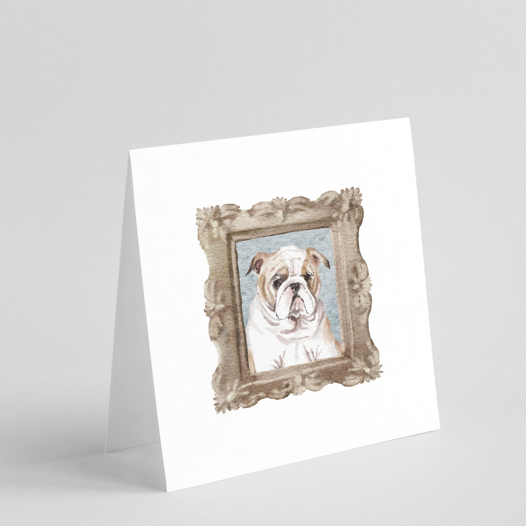 English Bulldog Fawn White Front View Pretty as a Picture Square Greeting Cards and Envelopes Pack of 8 Blank Cards with Envelopes Blank Thank You Note Greeting Cards Stationery