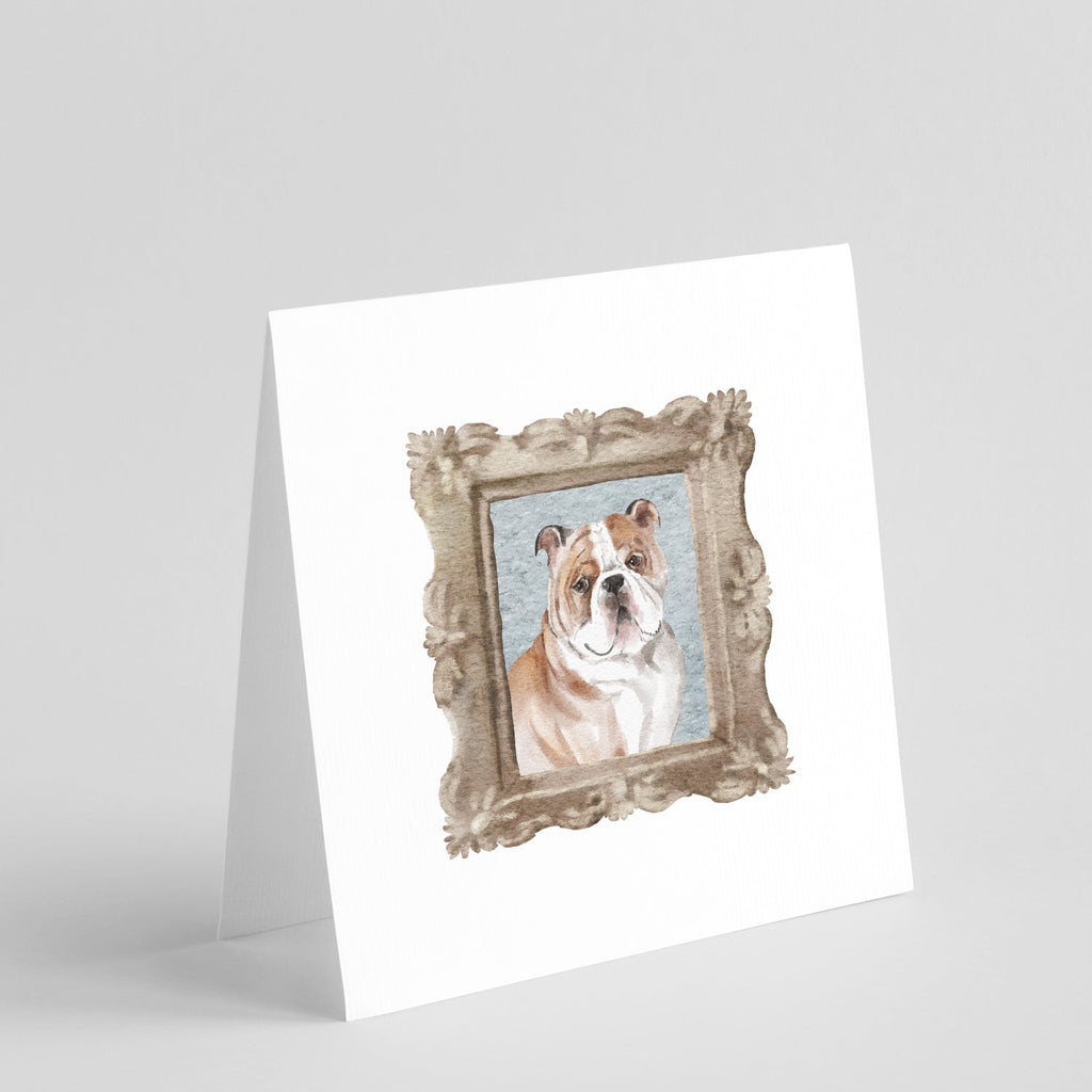 English Bulldog Fawn White Front View 2 Pretty as a Picture Square Greeting Cards and Envelopes Pack of 8 Blank Cards with Envelopes Blank Thank You Note Greeting Cards Stationery