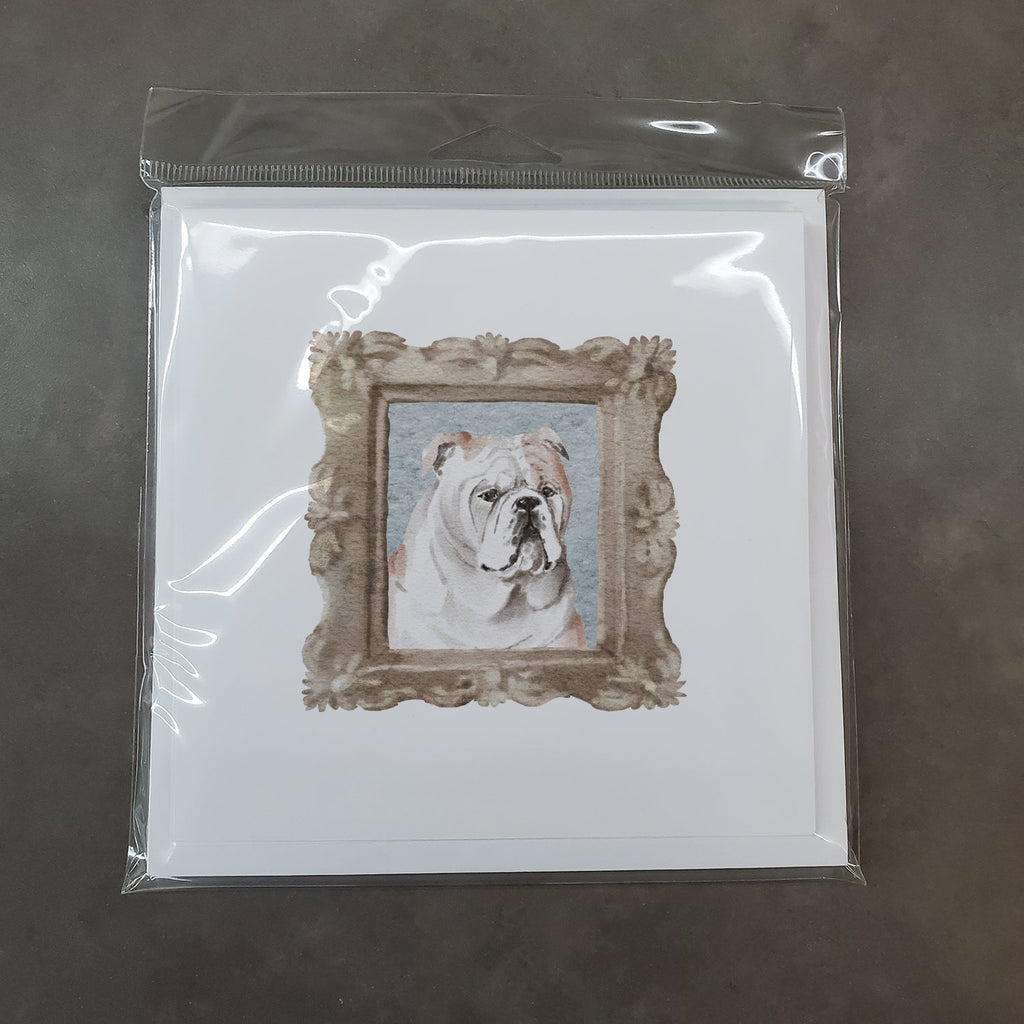 English Bulldog Fawn White Front View 3 Pretty as a Picture Square Greeting Cards and Envelopes Pack of 8 Blank Cards with Envelopes Blank Thank You Note Greeting Cards Stationery