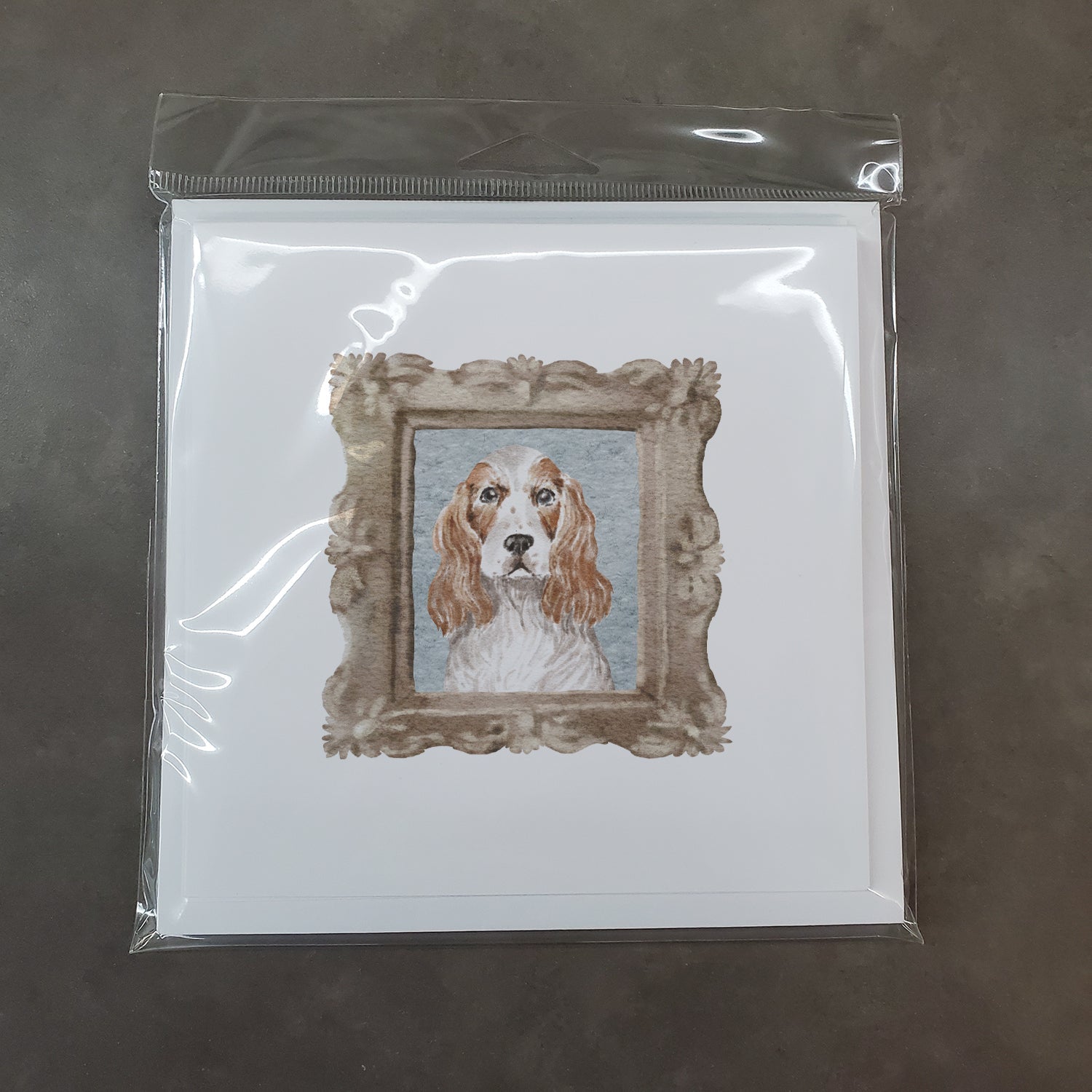 English Cocker Spaniel Red White Front View Pretty as a Picture Square Greeting Cards and Envelopes Pack of 8 Blank Cards with Envelopes Blank Thank You Note Greeting Cards Stationery