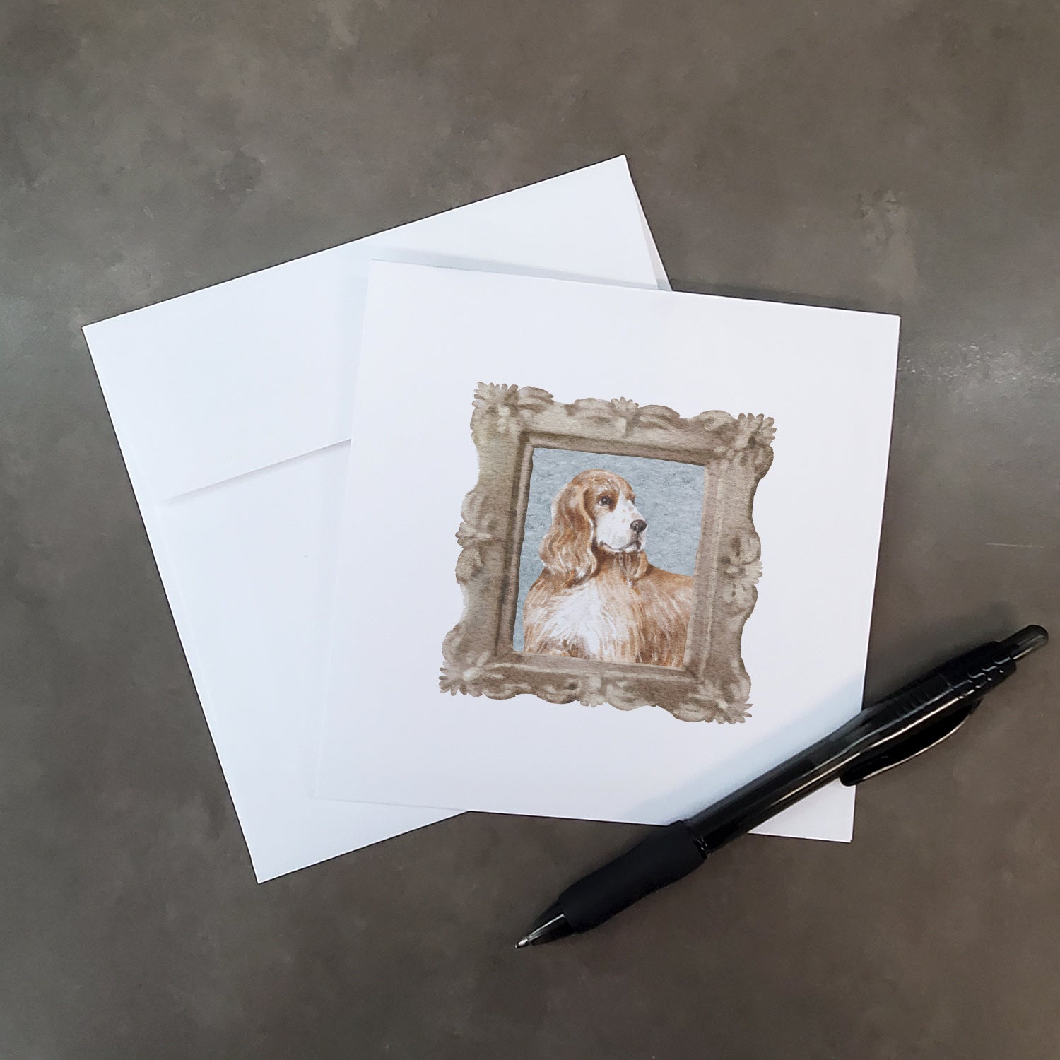 English Cocker Spaniel Golden Side View Pretty as a Picture Square Greeting Cards and Envelopes Pack of 8 Blank Cards with Envelopes Blank Thank You Note Greeting Cards Stationery