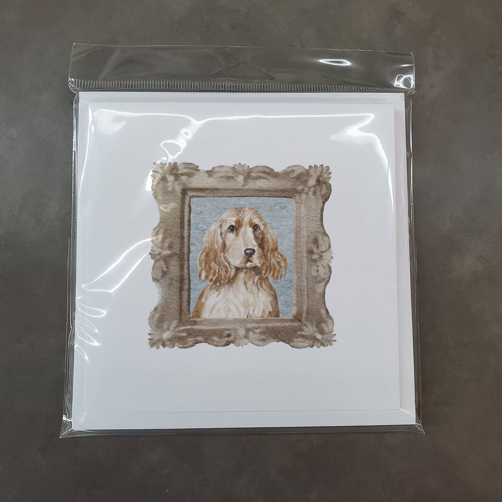 English Cocker Spaniel Golden Front View Pretty as a Picture Square Greeting Cards and Envelopes Pack of 8 Blank Cards with Envelopes Blank Thank You Note Greeting Cards Stationery