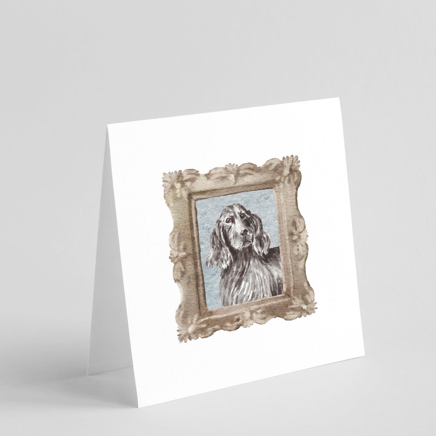 English Cocker Spaniel Black Front View Pretty as a Picture Square Greeting Cards and Envelopes Pack of 8 Blank Cards with Envelopes Blank Thank You Note Greeting Cards Stationery