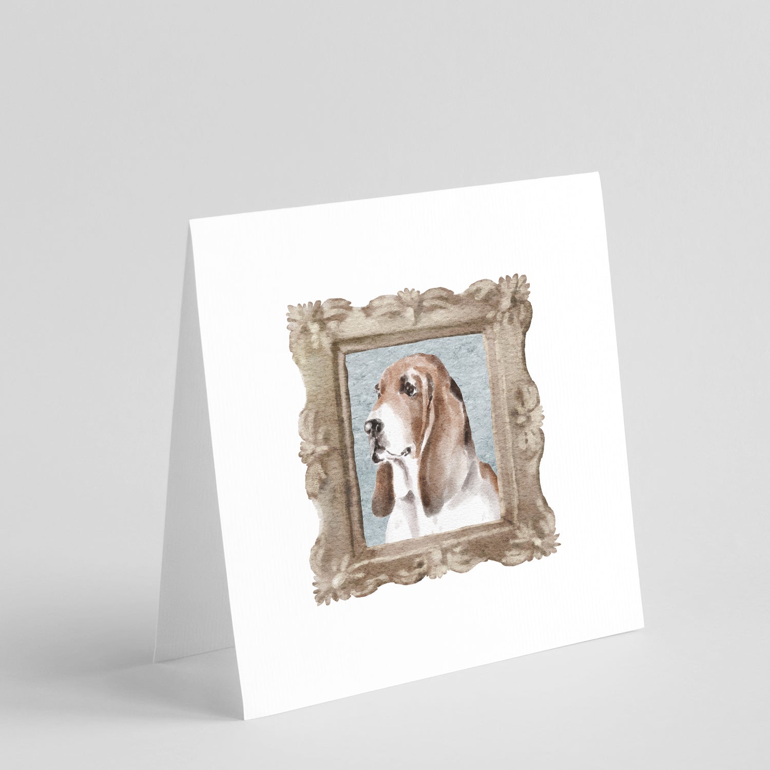 Basset Hound Tricolor Side View Pretty as a Picture Square Greeting Cards and Envelopes Pack of 8 Blank Cards with Envelopes Blank Thank You Note Greeting Cards Stationery