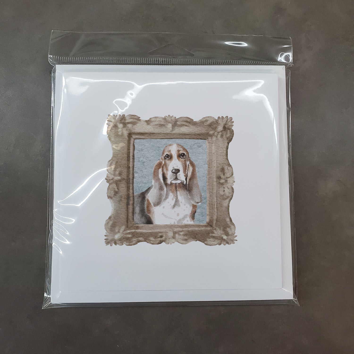Basset Hound Tricolor Front View 2 Pretty as a Picture Square Greeting Cards and Envelopes Pack of 8 Blank Cards with Envelopes Blank Thank You Note Greeting Cards Stationery