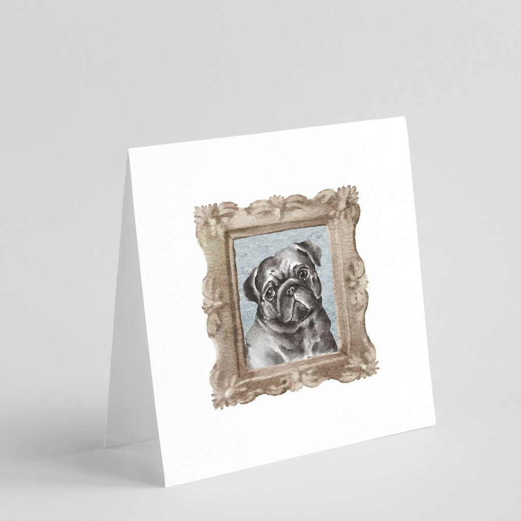 Pug Black Front View Pretty as a Picture Square Greeting Cards and Envelopes Pack of 8 Blank Cards with Envelopes Blank Thank You Note Greeting Cards Stationery