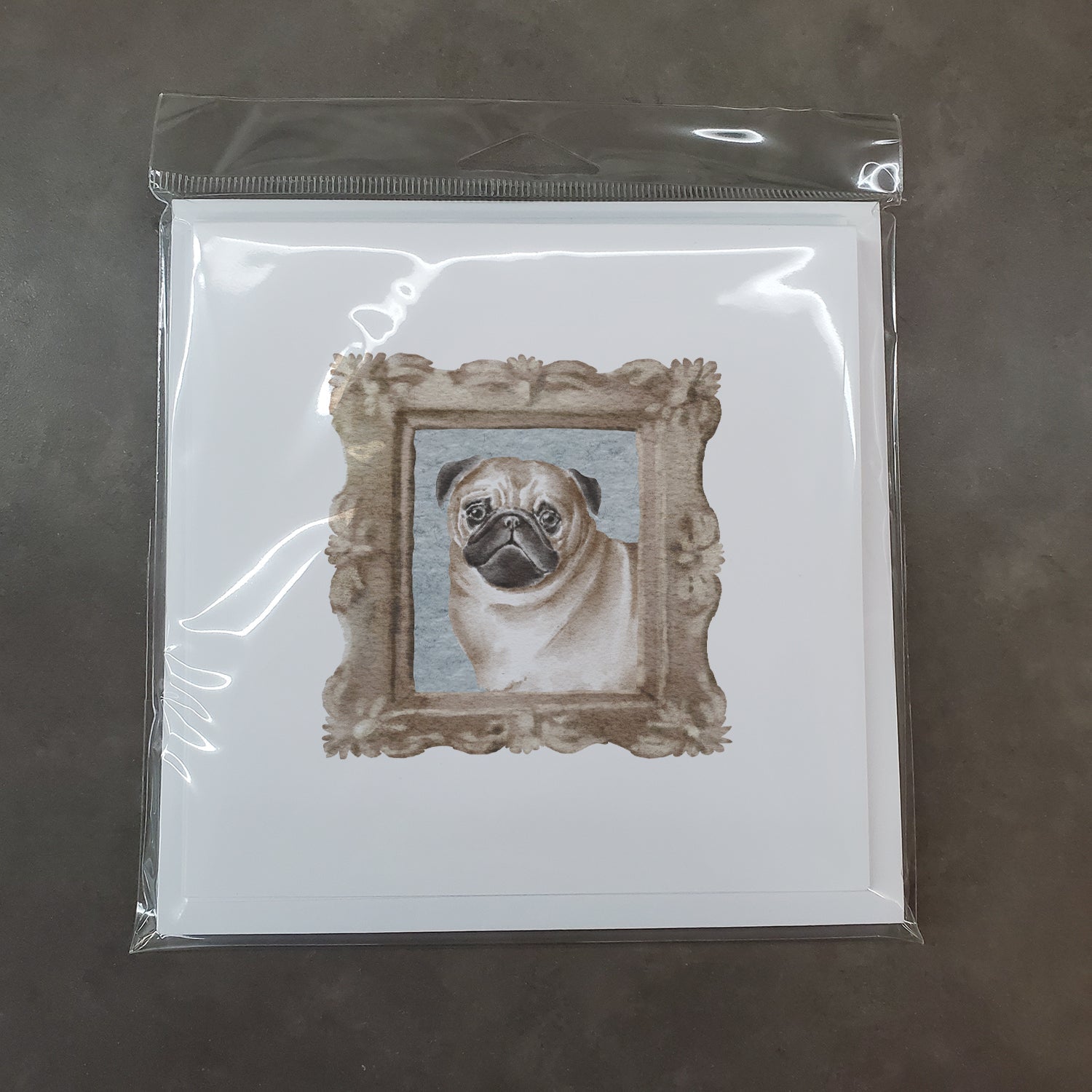 Pug Fawn Front View 2 Pretty as a Picture Square Greeting Cards and Envelopes Pack of 8 Blank Cards with Envelopes Blank Thank You Note Greeting Cards Stationery