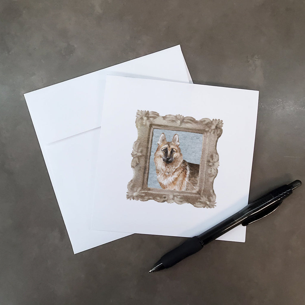 German Shepherd Front View Pretty as a Picture Square Greeting Cards and Envelopes Pack of 8 Blank Cards with Envelopes Blank Thank You Note Greeting Cards Stationery