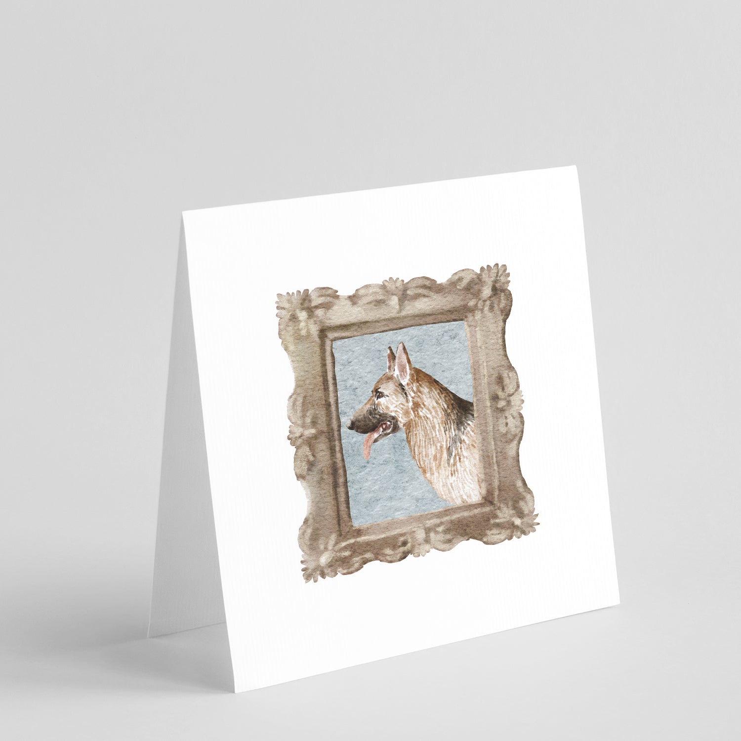 German Shepherd Side View Pretty as a Picture Square Greeting Cards and Envelopes Pack of 8 Blank Cards with Envelopes Blank Thank You Note Greeting Cards Stationery