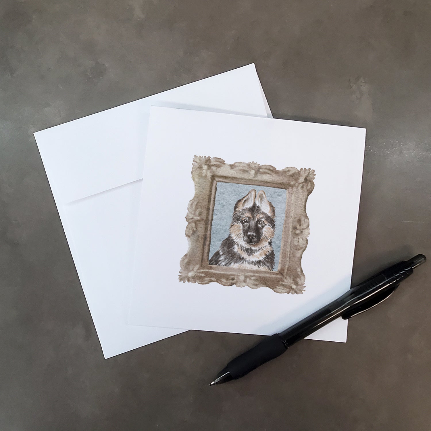 German Shepherd Puppy Pretty as a Picture Square Greeting Cards and Envelopes Pack of 8 Blank Cards with Envelopes Blank Thank You Note Greeting Cards Stationery