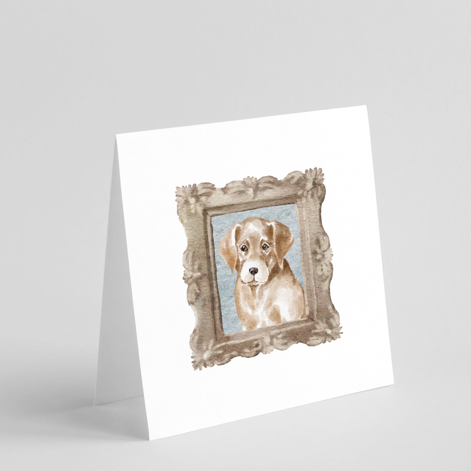Labrador Retriever Yellow Puppy Front View Pretty as a Picture Square Greeting Cards and Envelopes Pack of 8 Blank Cards with Envelopes Blank Thank You Note Greeting Cards Stationery