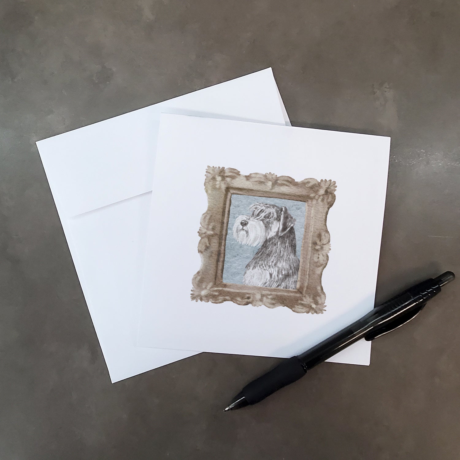 Schnauzer Side View 2 Pretty as a Picture Square Greeting Cards and Envelopes Pack of 8 Blank Cards with Envelopes Blank Thank You Note Greeting Cards Stationery
