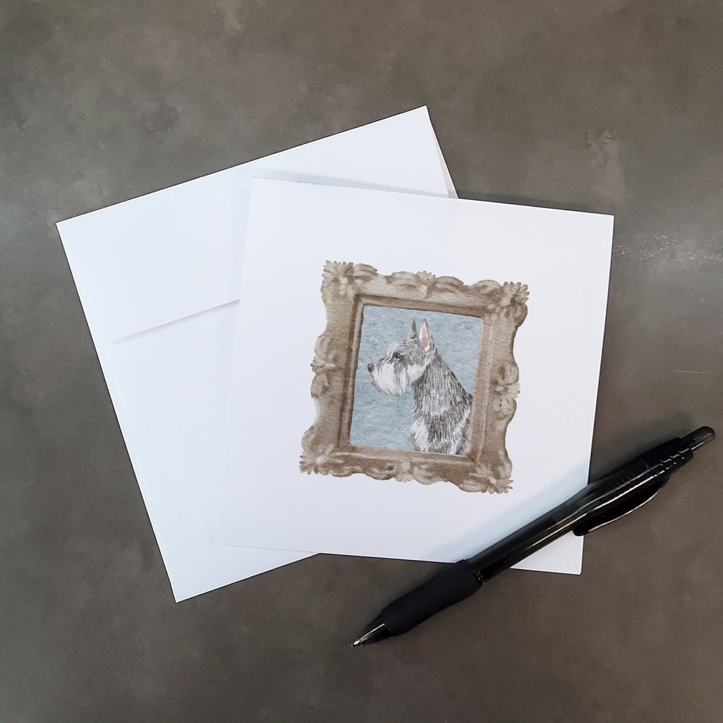 Schnauzer Side View 3 Pretty as a Picture Square Greeting Cards and Envelopes Pack of 8 Blank Cards with Envelopes Blank Thank You Note Greeting Cards Stationery