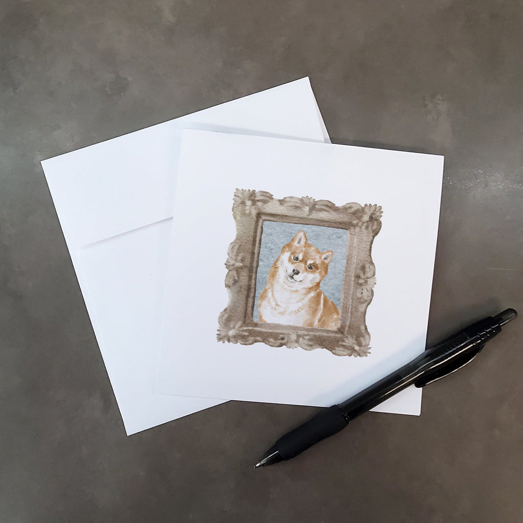 Shiba Inu Red Head Tilt Pretty as a Picture Square Greeting Cards and Envelopes Pack of 8 Blank Cards with Envelopes Blank Thank You Note Greeting Cards Stationery