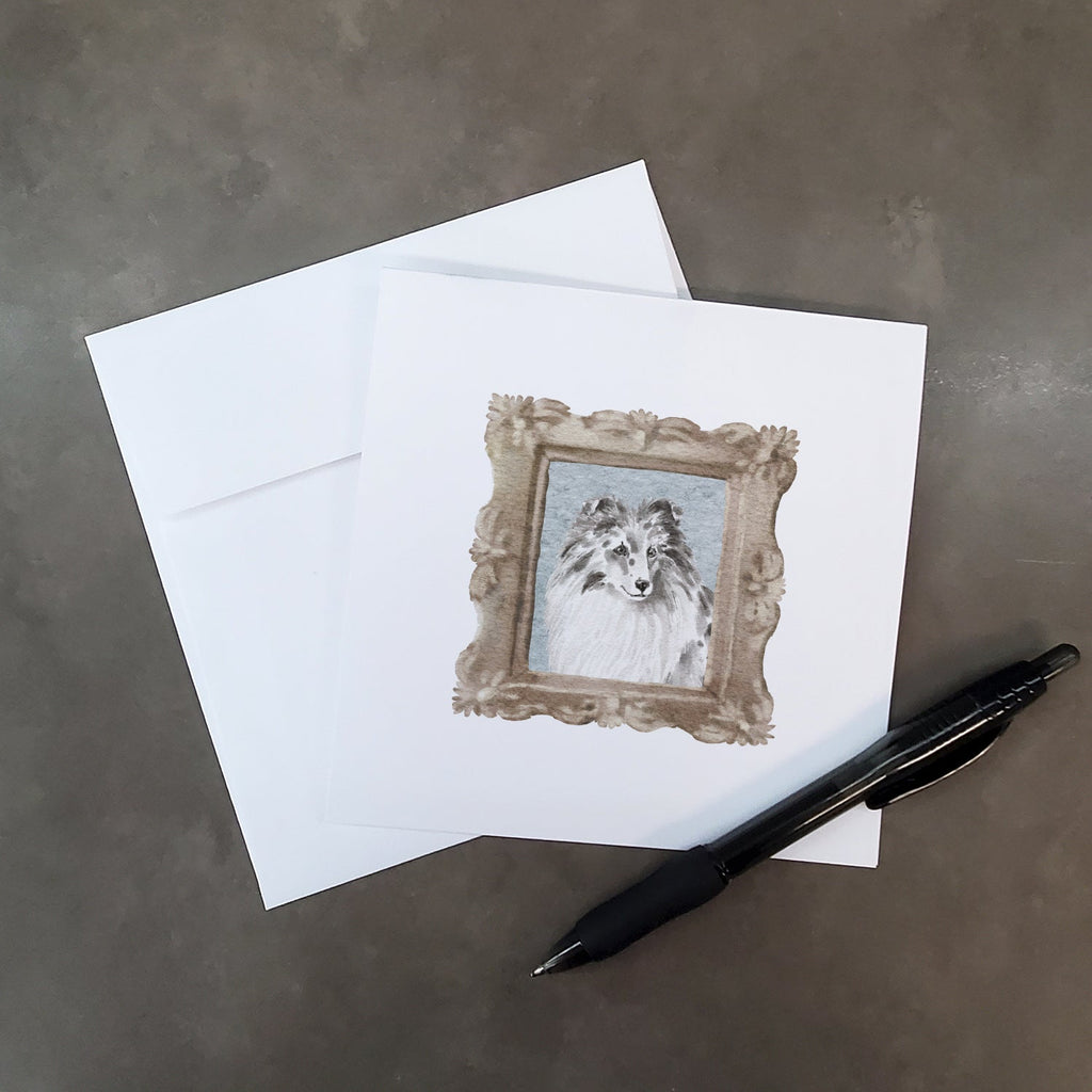 Sheltie Bi-Blue Merle Pretty as a Picture Square Greeting Cards and Envelopes Pack of 8 Blank Cards with Envelopes Blank Thank You Note Greeting Cards Stationery