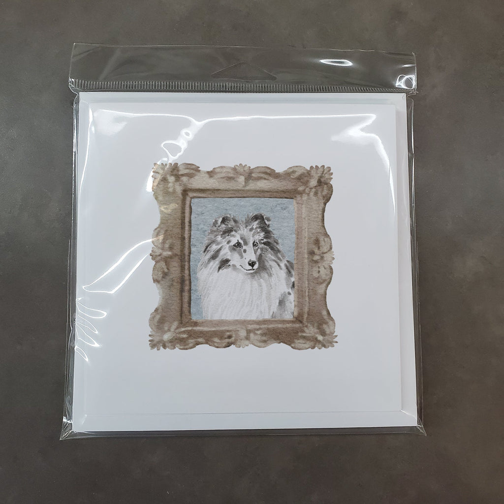 Sheltie Bi-Blue Merle Pretty as a Picture Square Greeting Cards and Envelopes Pack of 8 Blank Cards with Envelopes Blank Thank You Note Greeting Cards Stationery
