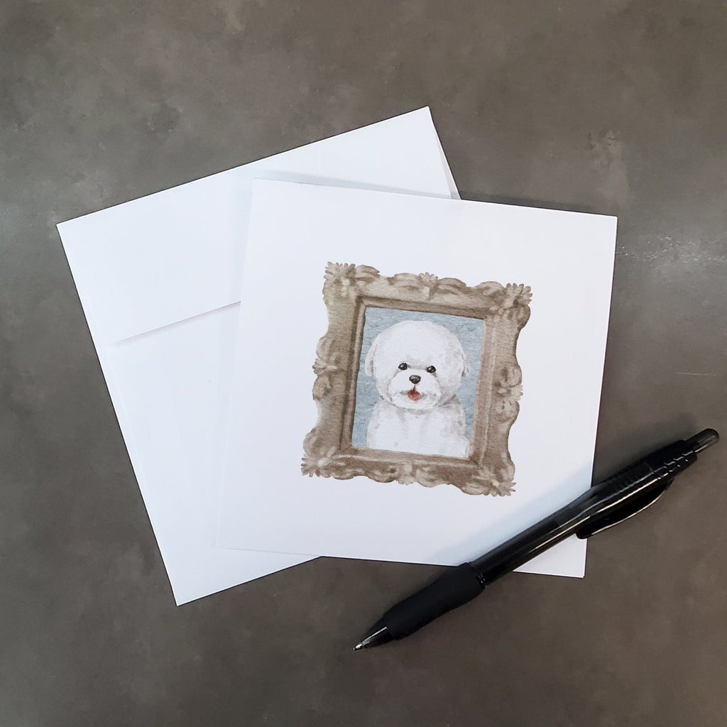 Bichon Frise Smile Pretty as a Picture Square Greeting Cards and Envelopes Pack of 8 Blank Cards with Envelopes Blank Thank You Note Greeting Cards Stationery