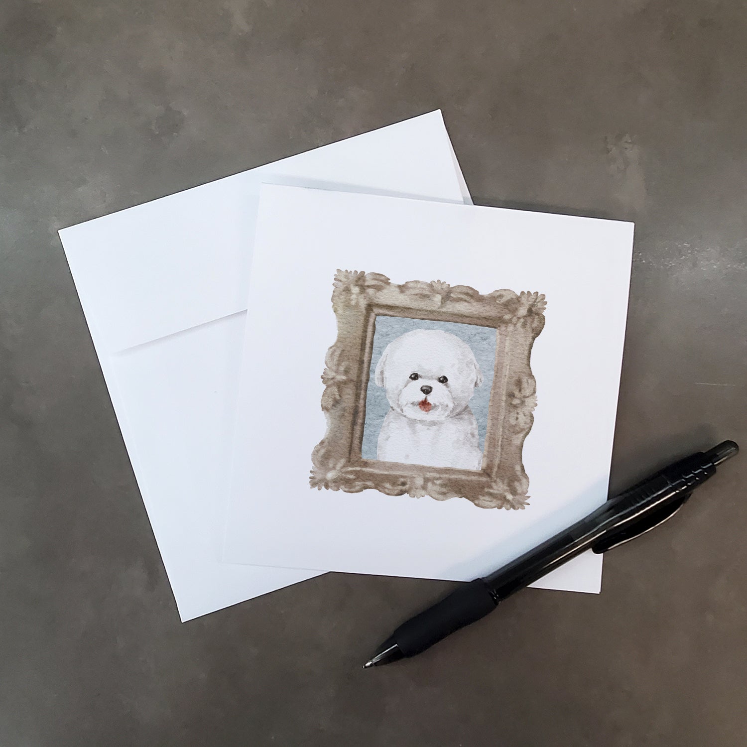 Bichon Frise Smile Pretty as a Picture Square Greeting Cards and Envelopes Pack of 8 Blank Cards with Envelopes Blank Thank You Note Greeting Cards Stationery