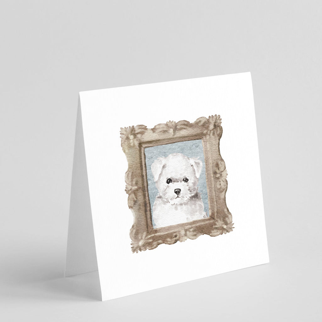 Bichon Frise Puppy Front View Pretty as a Picture Square Greeting Cards and Envelopes Pack of 8 Blank Cards with Envelopes Blank Thank You Note Greeting Cards Stationery