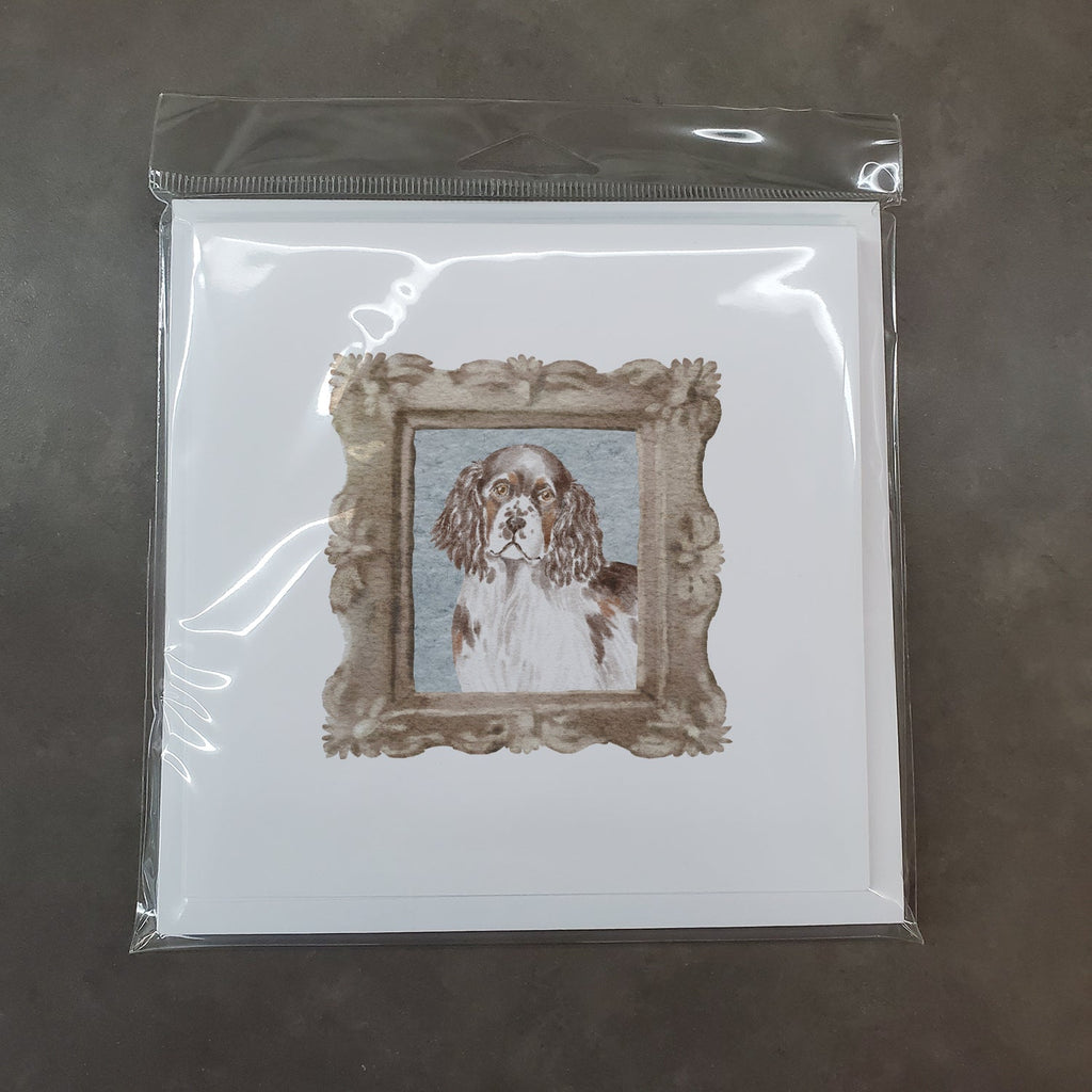 English Springer Spaniel Liver White Front View 2 Pretty as a Picture Square Greeting Cards and Envelopes Pack of 8 Blank Cards with Envelopes Blank Thank You Note Greeting Cards Stationery