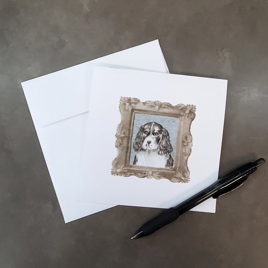English Springer Spaniel Black White Puppy 2 Pretty as a Picture Square Greeting Cards and Envelopes Pack of 8 Blank Cards with Envelopes Blank Thank You Note Greeting Cards Stationery