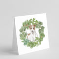 Jack Russell Terrier Chestnut and White Christmas Wreath Square Greeting Cards and Envelopes Pack of 8 Blank Cards with Envelopes Blank Thank You Note Greeting Cards Stationery