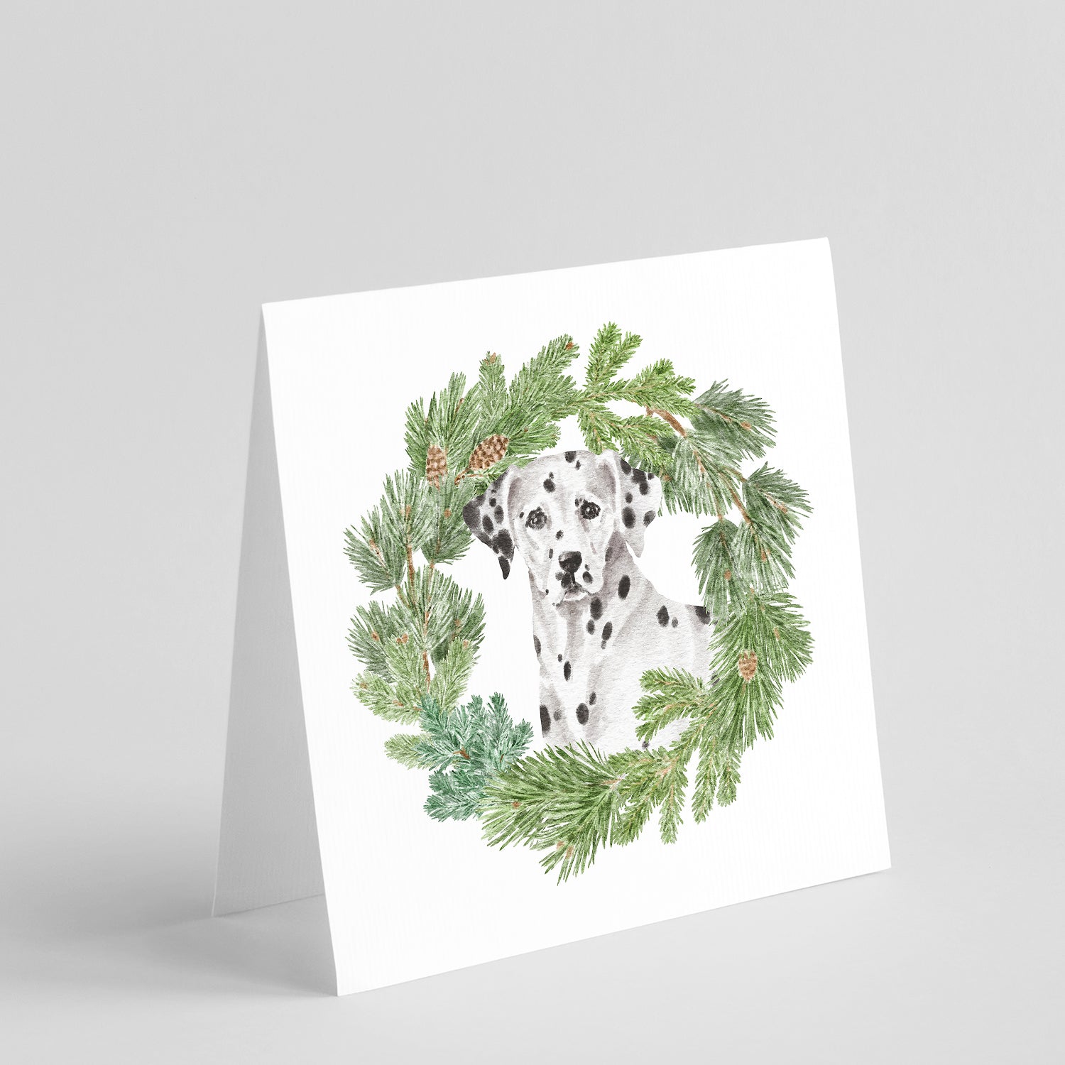 Dalmatian Christmas Wreath Square Greeting Cards and Envelopes Pack of 8 Blank Cards with Envelopes Blank Thank You Note Greeting Cards Stationery