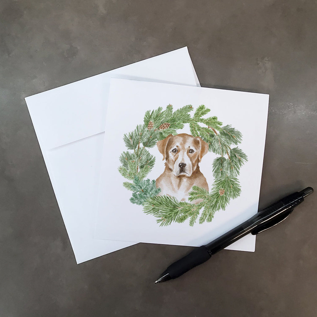 Labrador Retriever Yellow Christmas Wreath Square Greeting Cards and Envelopes Pack of 8 Blank Cards with Envelopes Blank Thank You Note Greeting Cards Stationery