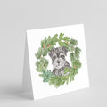 Schnauzer Puppy Black and Silver Christmas Wreath Square Greeting Cards and Envelopes Pack of 8 Blank Cards with Envelopes Blank Thank You Note Greeting Cards Stationery