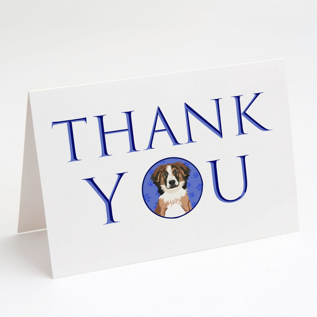 Australian Shepherd Red Tricolor #1 Thank You Greeting Cards Pack of 8 Blank Cards with Envelopes Whimsical A7 Size 5x7