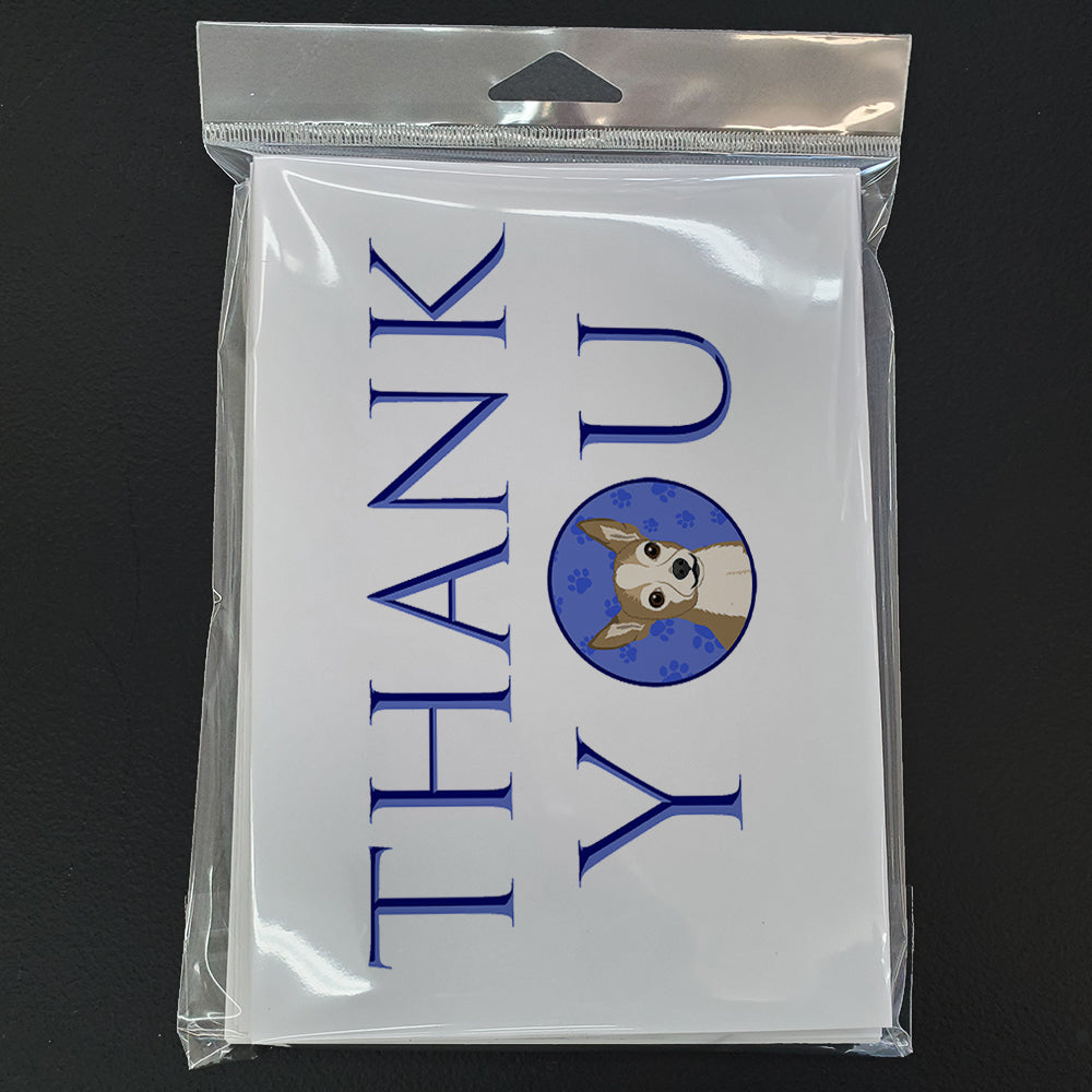 Chihuahua Silver and Tan Thank You Greeting Cards Pack of 8 Blank Cards with Envelopes Whimsical A7 Size 5x7