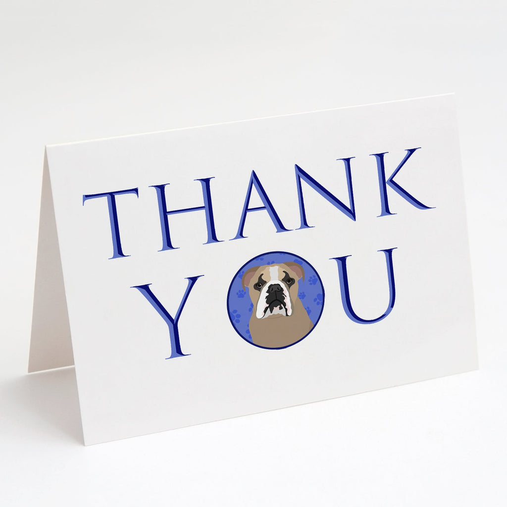 English Bulldog Lilac Tricolor Thank You Greeting Cards Pack of 8 Blank Cards with Envelopes Whimsical A7 Size 5x7