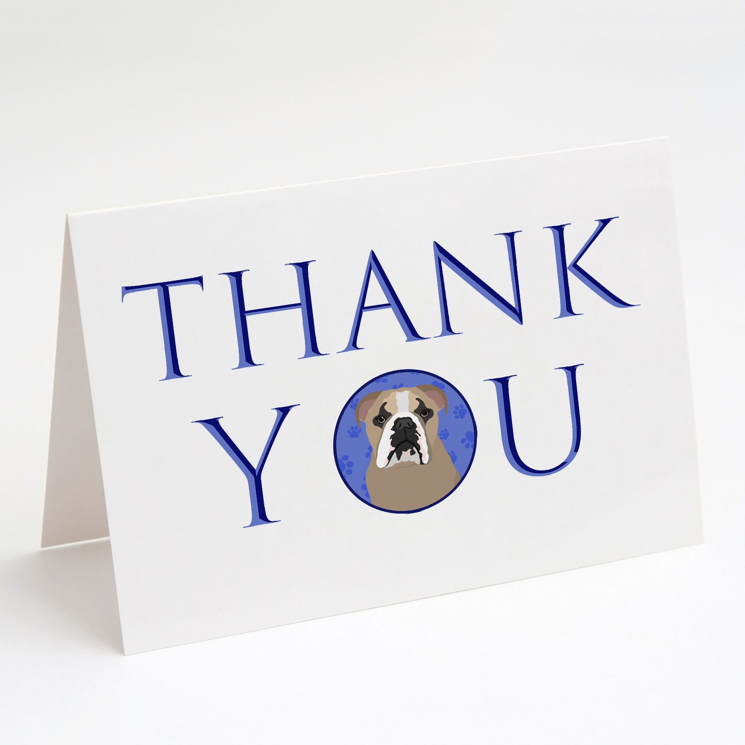 English Bulldog Lilac Tricolor Thank You Greeting Cards Pack of 8 Blank Cards with Envelopes Whimsical A7 Size 5x7