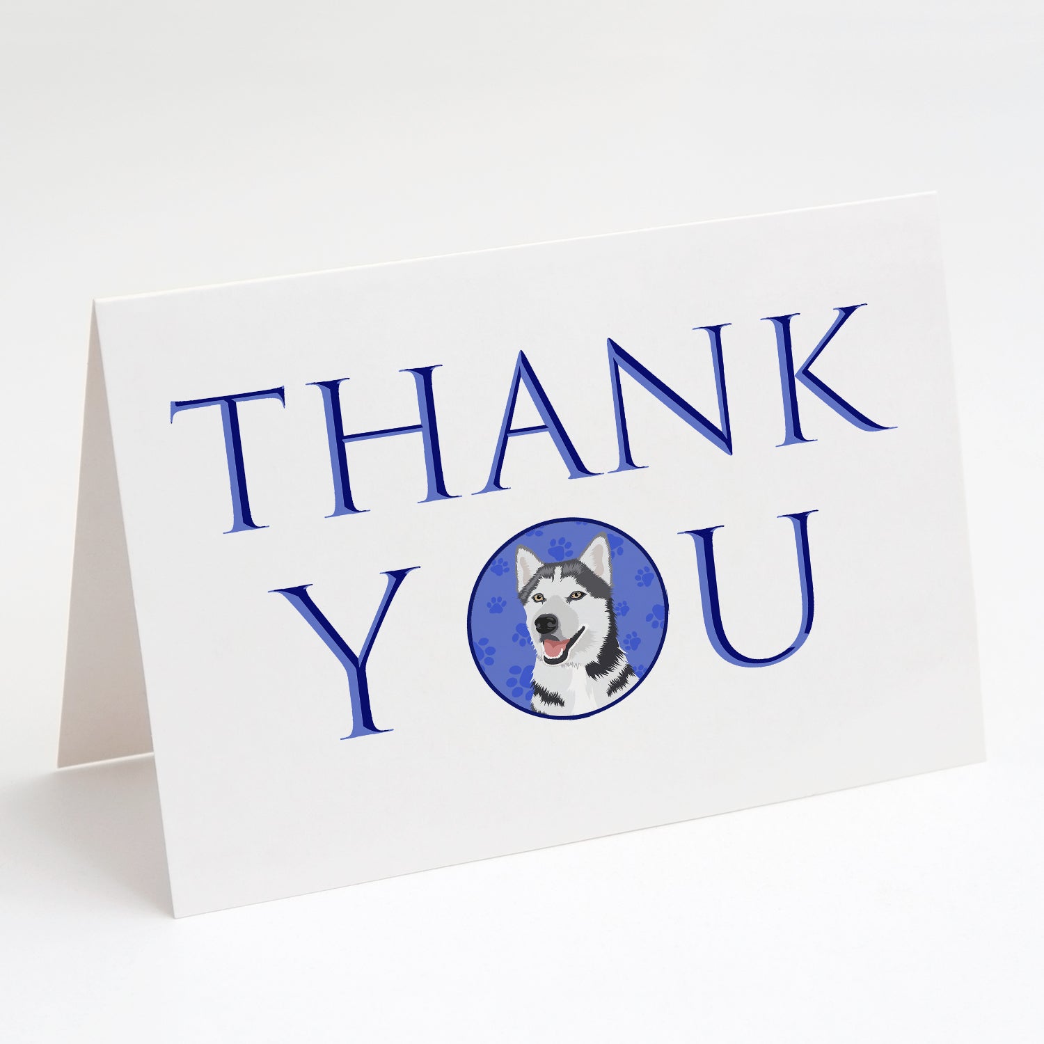 Siberian Husky Silver and White #1 Thank You Greeting Cards Pack of 8 Blank Cards with Envelopes Whimsical A7 Size 5x7