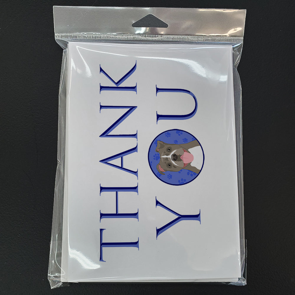 Pit Bull Blue #2 Thank You Greeting Cards Pack of 8 Blank Cards with Envelopes Whimsical A7 Size 5x7