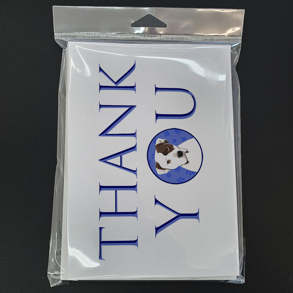 Pit Bull White #3 Thank You Greeting Cards Pack of 8 Blank Cards with Envelopes Whimsical A7 Size 5x7