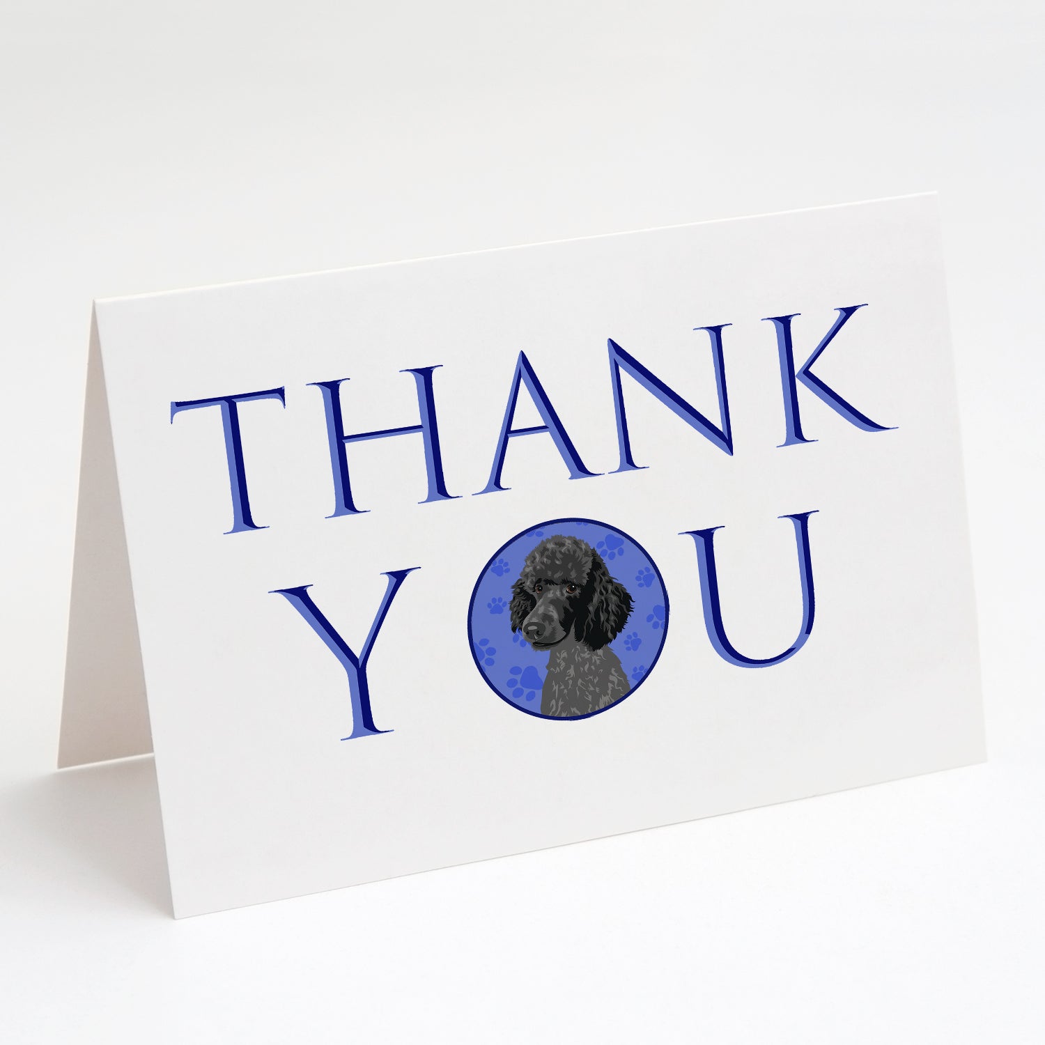 Poodle Standard Black Thank You Greeting Cards Pack of 8 Blank Cards with Envelopes Whimsical A7 Size 5x7