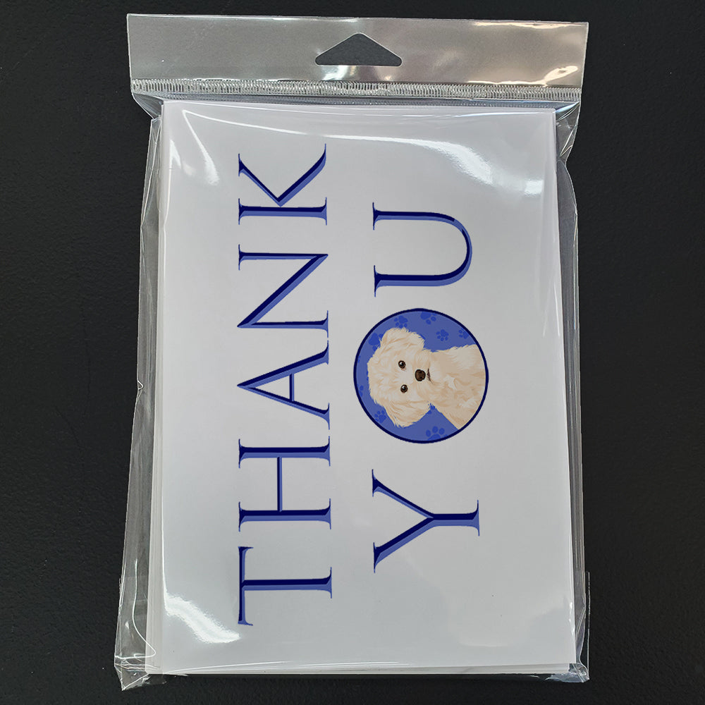 Poodle Toy Cream Thank You Greeting Cards Pack of 8 Blank Cards with Envelopes Whimsical A7 Size 5x7