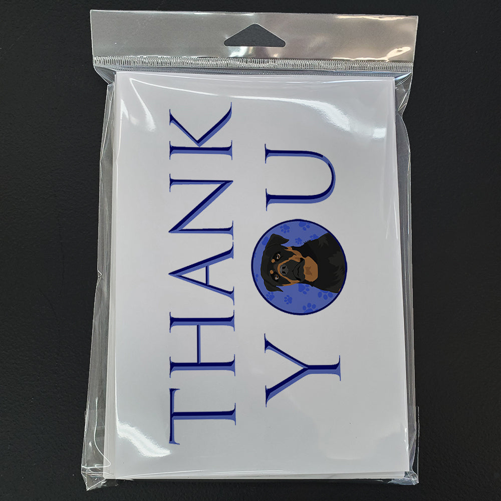 Rottweiler Black and Mahogany Thank You Greeting Cards Pack of 8 Blank Cards with Envelopes Whimsical A7 Size 5x7